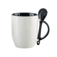 Mug Color Negro Y Cuchara