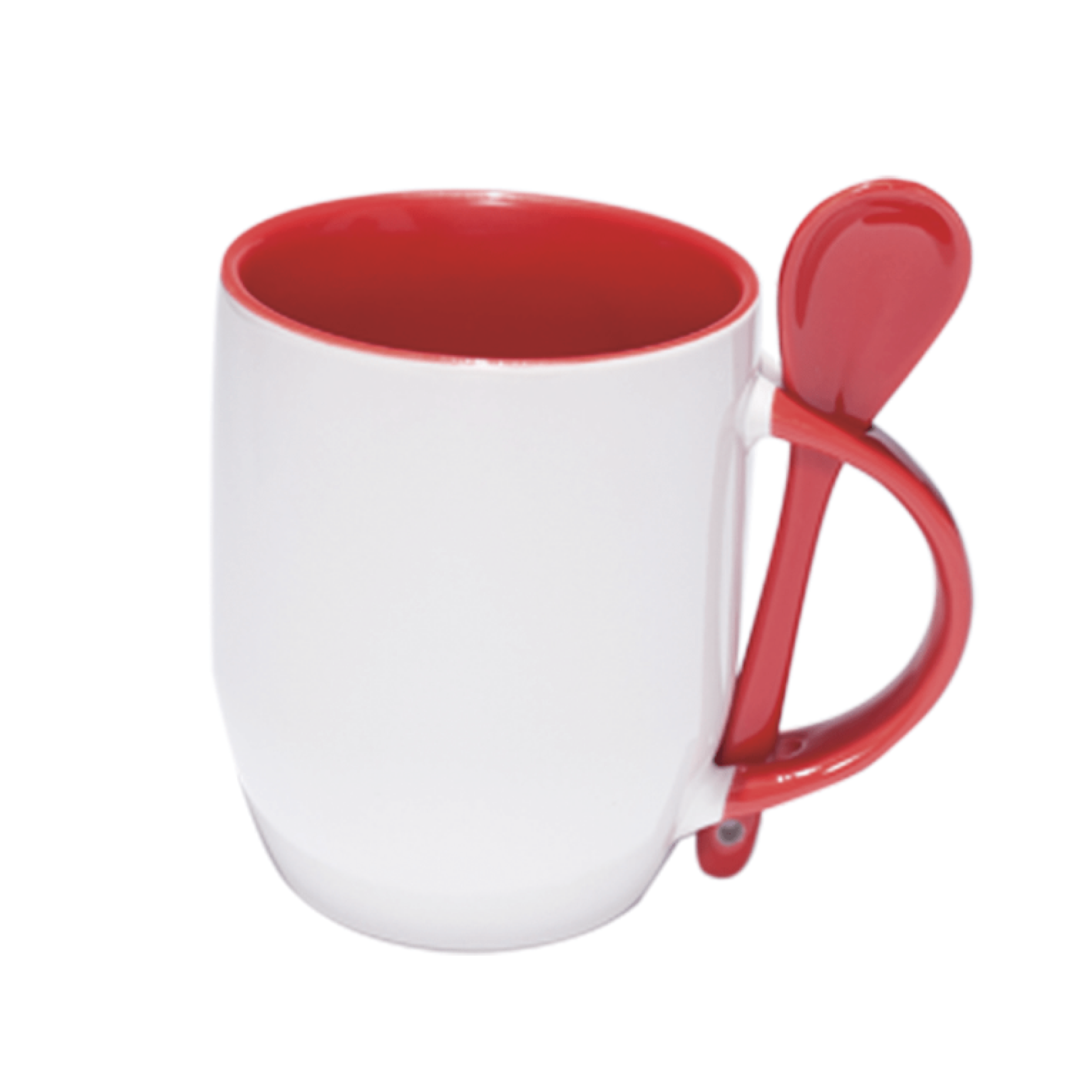 Mug Color Interno Rojo Y Cuchara