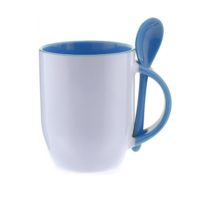 Mug Color Azul Interno y Cuchara